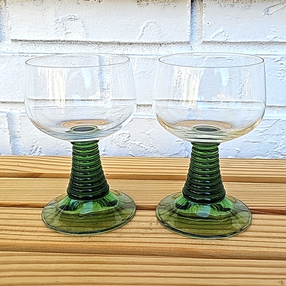 Vintage Schott Zwiesel Green "Beehive" Wine Glasses